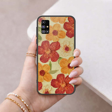 Samsung Galaxy M31s Cover - Floral Series 3 - HQ Ultra Shine Premium Infinity Glass Soft Silicon Borders Case