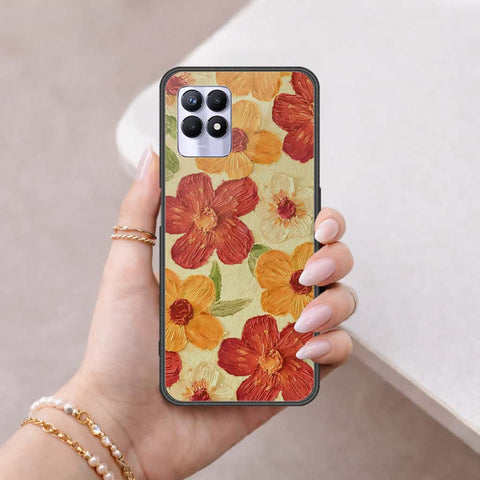 Realme 8i Cover - Floral Series 3 - HQ Ultra Shine Premium Infinity Glass Soft Silicon Borders Case