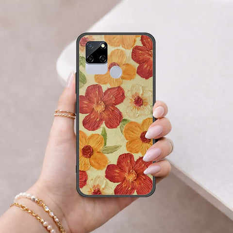 Realme C12 Cover - Floral Series 3 - HQ Ultra Shine Premium Infinity Glass Soft Silicon Borders Case