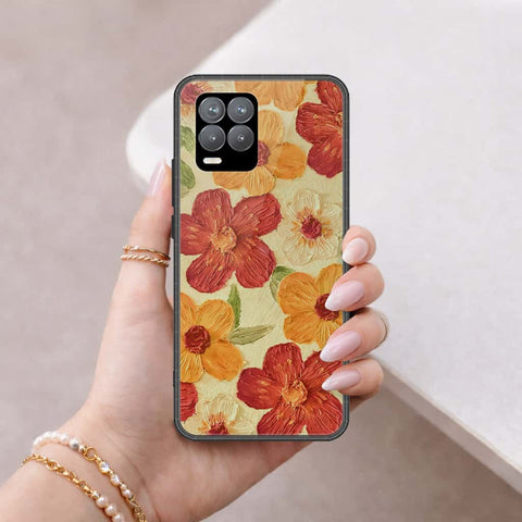 Realme 8 Cover - Floral Series 3 - HQ Ultra Shine Premium Infinity Glass Soft Silicon Borders Case