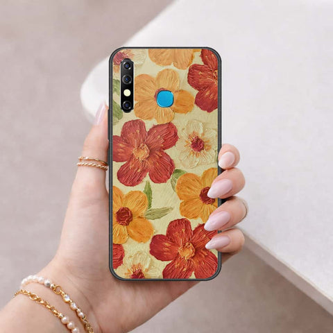 Infinix Hot 8 Cover - Floral Series 3 - HQ Ultra Shine Premium Infinity Glass Soft Silicon Borders Case