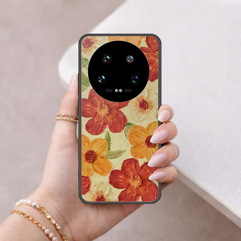 Xiaomi 14 Ultra Cover - Floral Series 3 - HQ Ultra Shine Premium Infinity Glass Soft Silicon Borders Case