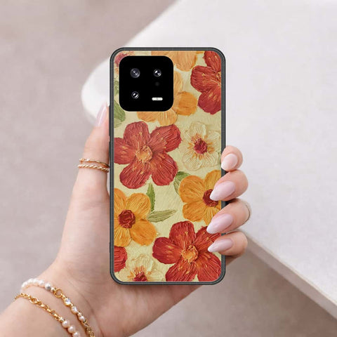 Xiaomi 13 Cover - Floral Series 3 - HQ Ultra Shine Premium Infinity Glass Soft Silicon Borders Case