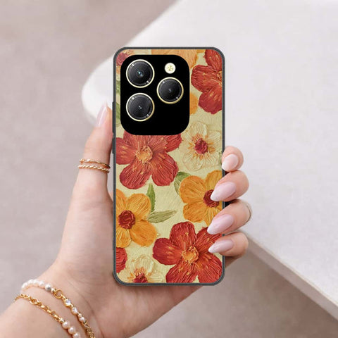Infinix Hot 40 Cover - Floral Series 3 - HQ Ultra Shine Premium Infinity Glass Soft Silicon Borders Case