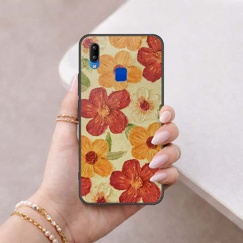 Vivo Y90 Cover - Floral Series 3 - HQ Ultra Shine Premium Infinity Glass Soft Silicon Borders Case