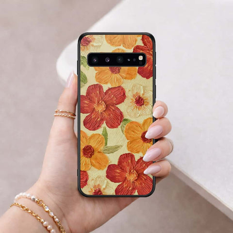 Samsung Galaxy S10 5G Cover - Floral Series 3 - HQ Ultra Shine Premium Infinity Glass Soft Silicon Borders Case