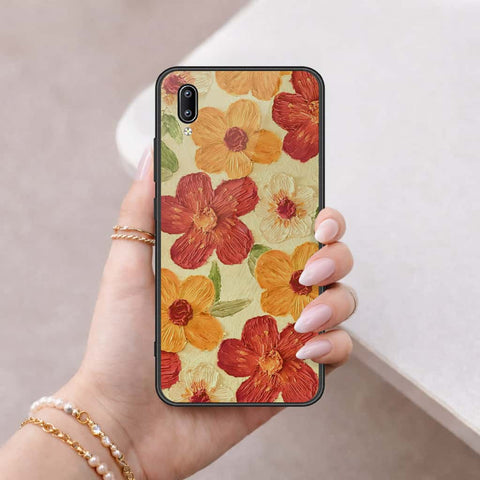 Vivo Y91 (Without Logo Hole) Cover - Floral Series 3 - HQ Ultra Shine Premium Infinity Glass Soft Silicon Borders Case