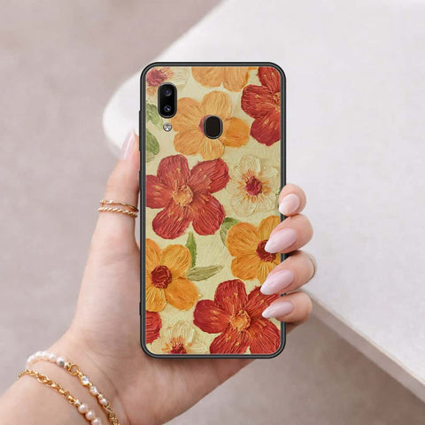 Samsung Galaxy A20 Cover - Floral Series 3 - HQ Ultra Shine Premium Infinity Glass Soft Silicon Borders Case