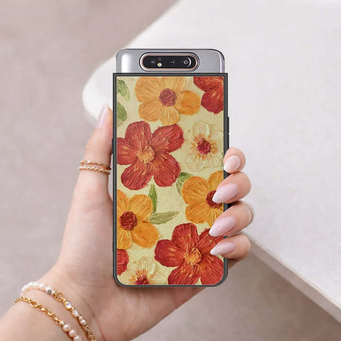 Samsung Galaxy A90 Cover - Floral Series 3 - HQ Ultra Shine Premium Infinity Glass Soft Silicon Borders Case