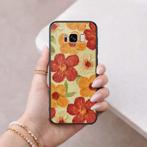 Samsung Galaxy S8 Cover - Floral Series 3 - HQ Ultra Shine Premium Infinity Glass Soft Silicon Borders Case
