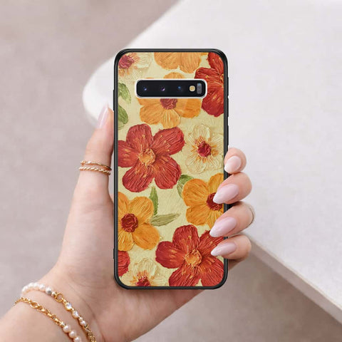 Samsung Galaxy S10 Cover - Floral Series 3 - HQ Ultra Shine Premium Infinity Glass Soft Silicon Borders Case