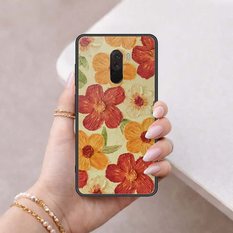 Xiaomi Pocophone F1 Cover - Floral Series 3 - HQ Ultra Shine Premium Infinity Glass Soft Silicon Borders Case