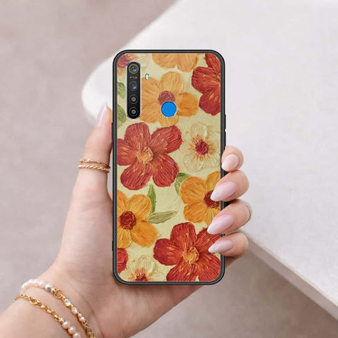 Realme 5 Cover - Floral Series 3 - HQ Ultra Shine Premium Infinity Glass Soft Silicon Borders Case