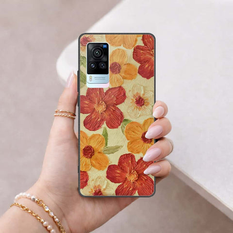 Vivo X60 Pro Cover - Floral Series 3 - HQ Ultra Shine Premium Infinity Glass Soft Silicon Borders Case