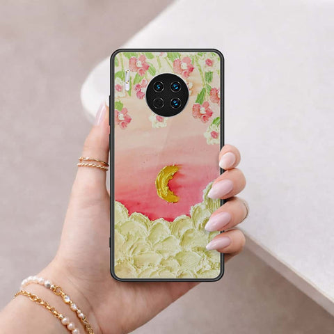 Huawei Mate 30 Cover - Floral Series 3 - HQ Ultra Shine Premium Infinity Glass Soft Silicon Borders Case