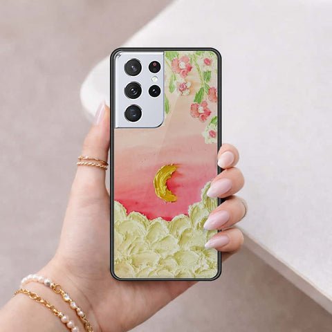 Samsung Galaxy S21 Ultra 5G Cover - Floral Series 3 - HQ Ultra Shine Premium Infinity Glass Soft Silicon Borders Case