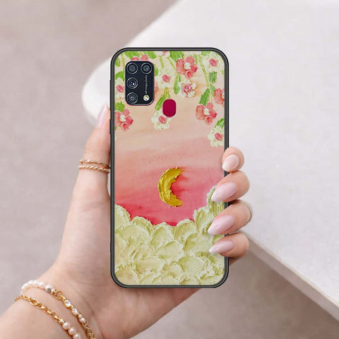 Samsung Galaxy M21s Cover - Floral Series 3 - HQ Ultra Shine Premium Infinity Glass Soft Silicon Borders Case