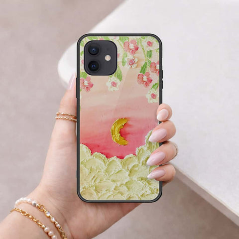 iPhone 12 Mini Cover - Floral Series 3 - HQ Ultra Shine Premium Infinity Glass Soft Silicon Borders Case
