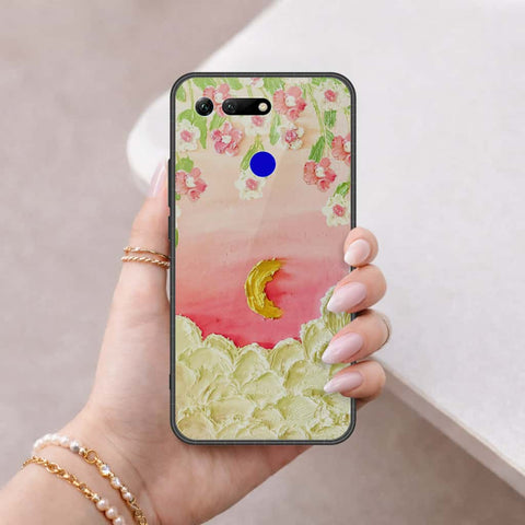 Huawei Honor View 20 Cover - Floral Series 3 - HQ Ultra Shine Premium Infinity Glass Soft Silicon Borders Case