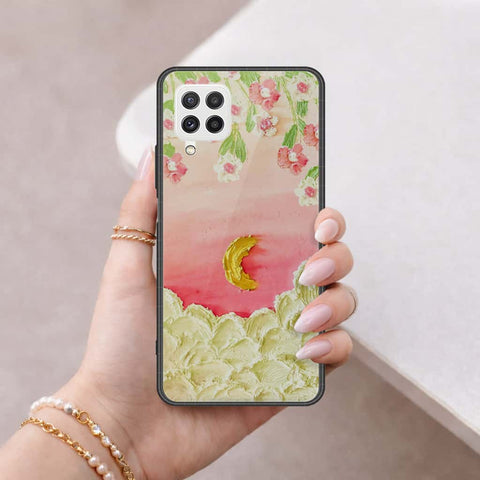Samsung Galaxy A22 Cover - Floral Series 3 - HQ Ultra Shine Premium Infinity Glass Soft Silicon Borders Case