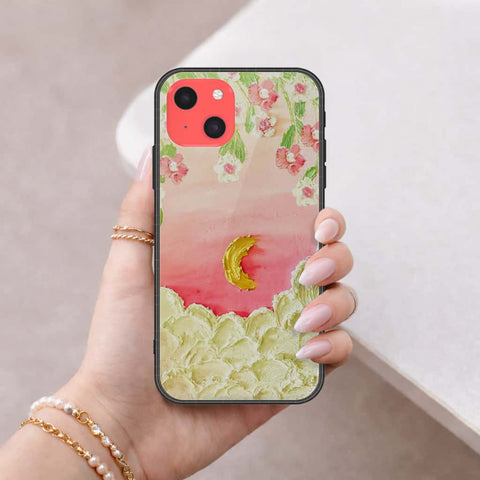 iPhone 13 Mini Cover - Floral Series 3 - HQ Ultra Shine Premium Infinity Glass Soft Silicon Borders Case