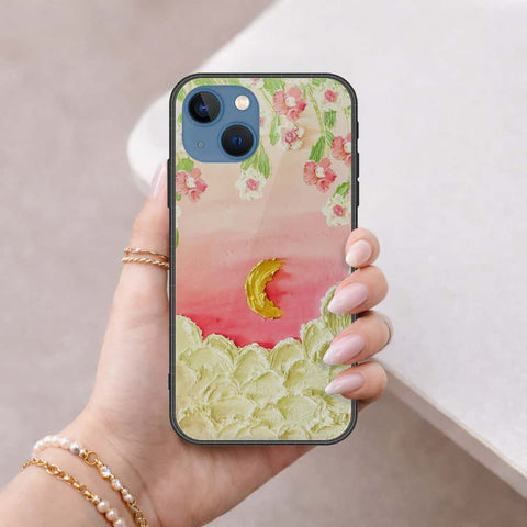 iPhone 13 Cover - Floral Series 3 - HQ Ultra Shine Premium Infinity Glass Soft Silicon Borders Case