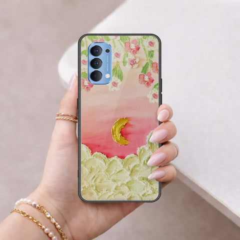 Oppo Reno 4 Cover - Floral Series 3 - HQ Ultra Shine Premium Infinity Glass Soft Silicon Borders Case