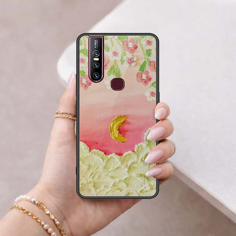 Vivo V15 Cover - Floral Series 3 - HQ Ultra Shine Premium Infinity Glass Soft Silicon Borders Case