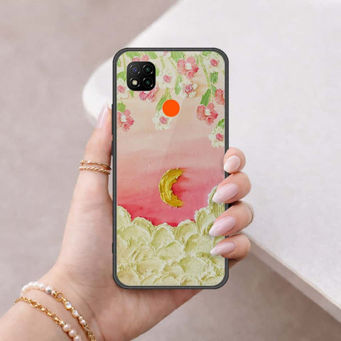 Xiaomi Redmi 9C Cover - Floral Series 3 - HQ Ultra Shine Premium Infinity Glass Soft Silicon Borders Case