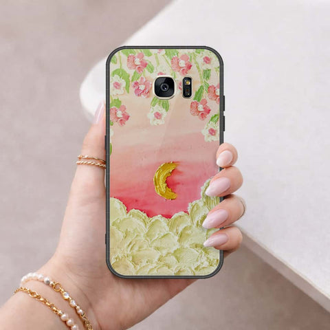 Samsung Galaxy S7 Cover - Floral Series 3 - HQ Ultra Shine Premium Infinity Glass Soft Silicon Borders Case