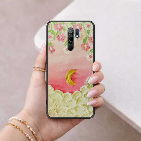 Xiaomi Redmi 9 Cover - Floral Series 3 - HQ Ultra Shine Premium Infinity Glass Soft Silicon Borders Case
