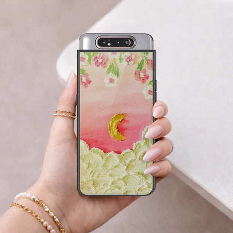 Samsung Galaxy A90 Cover - Floral Series 3 - HQ Ultra Shine Premium Infinity Glass Soft Silicon Borders Case