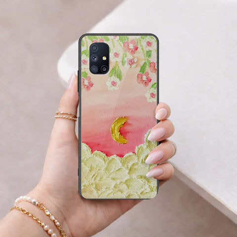 Samsung Galaxy M51 Cover - Floral Series 3 - HQ Ultra Shine Premium Infinity Glass Soft Silicon Borders Case