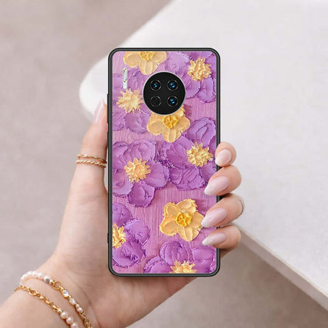 Huawei Mate 30 Cover - Floral Series 3 - HQ Ultra Shine Premium Infinity Glass Soft Silicon Borders Case