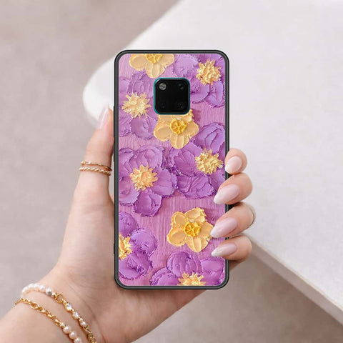 Huawei Mate 20 Pro Cover - Floral Series 3 - HQ Ultra Shine Premium Infinity Glass Soft Silicon Borders Case