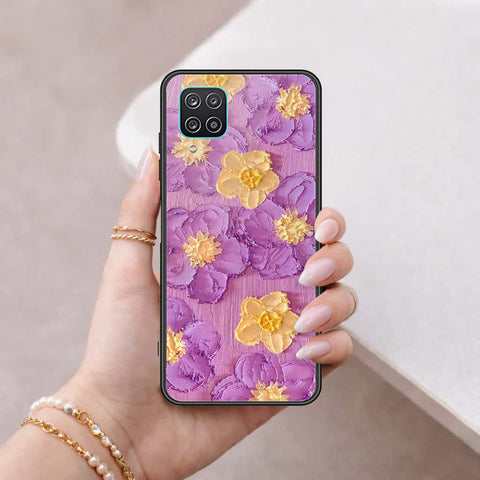 Samsung Galaxy A12 Cover - Floral Series 3 - HQ Ultra Shine Premium Infinity Glass Soft Silicon Borders Case