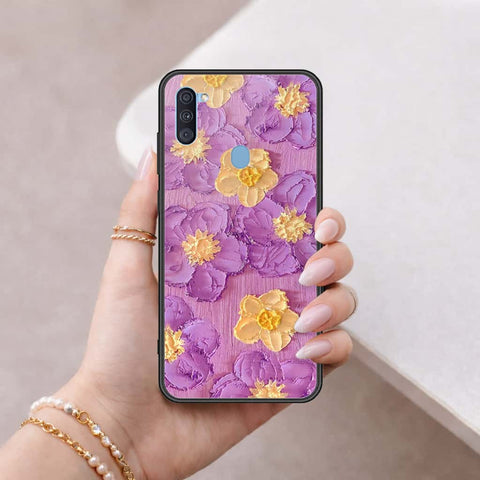 Samsung Galaxy M11 Cover - Floral Series 3 - HQ Ultra Shine Premium Infinity Glass Soft Silicon Borders Case