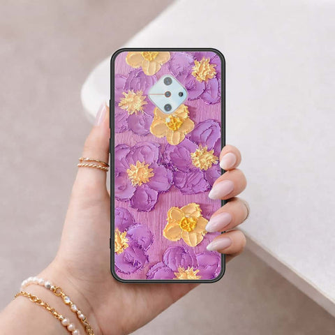 Vivo Y51 (2020 September) Cover - Floral Series 3 - HQ Ultra Shine Premium Infinity Glass Soft Silicon Borders Case