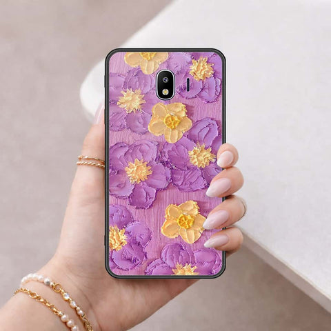 Samsung Galaxy J4 2018 Cover - Floral Series 3 - HQ Ultra Shine Premium Infinity Glass Soft Silicon Borders Case
