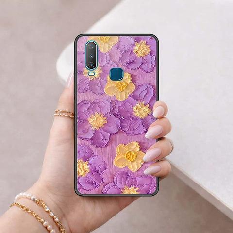 Vivo Y17 Cover - Floral Series 3 - HQ Ultra Shine Premium Infinity Glass Soft Silicon Borders Case
