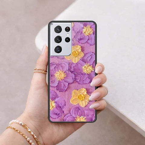 Samsung Galaxy S21 Ultra 5G Cover - Floral Series 3 - HQ Ultra Shine Premium Infinity Glass Soft Silicon Borders Case