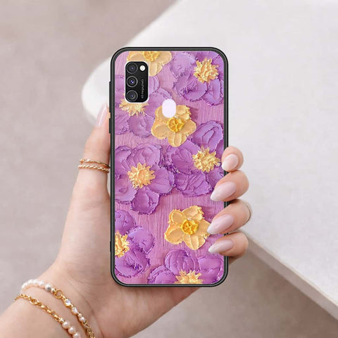 Samsung Galaxy M30s Cover - Floral Series 3 - HQ Ultra Shine Premium Infinity Glass Soft Silicon Borders Case