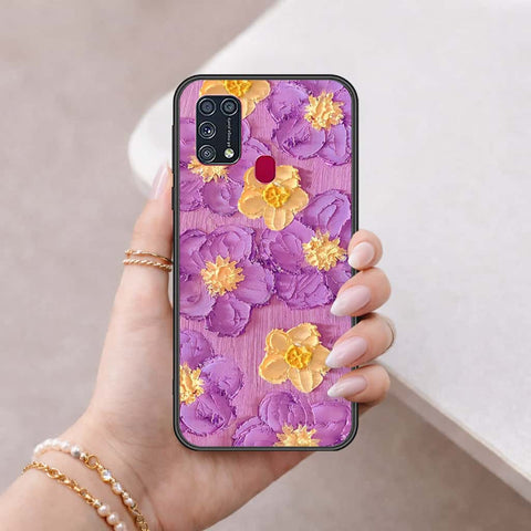 Samsung Galaxy M21s Cover - Floral Series 3 - HQ Ultra Shine Premium Infinity Glass Soft Silicon Borders Case