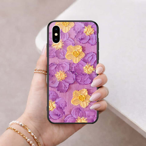 iPhone XS / X - Floral Series 3 - HQ Ultra Shine Premium Infinity Glass Soft Silicon Borders Case