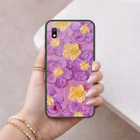 Samsung Galaxy A10 Cover - Floral Series 3 - HQ Ultra Shine Premium Infinity Glass Soft Silicon Borders Case