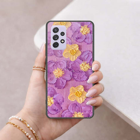 Samsung Galaxy A72 Cover - Floral Series 3 - HQ Ultra Shine Premium Infinity Glass Soft Silicon Borders Case