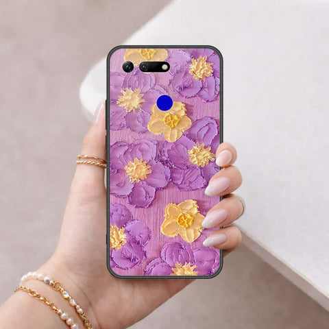 Huawei Honor View 20 Cover - Floral Series 3 - HQ Ultra Shine Premium Infinity Glass Soft Silicon Borders Case