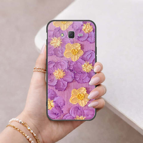 Samsung Galaxy J7 2015 Cover - Floral Series 3 - HQ Ultra Shine Premium Infinity Glass Soft Silicon Borders Case
