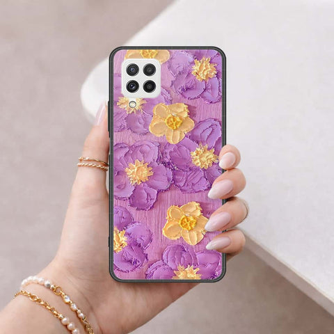 Samsung Galaxy A22 Cover - Floral Series 3 - HQ Ultra Shine Premium Infinity Glass Soft Silicon Borders Case