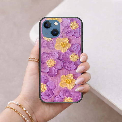iPhone 13 Cover - Floral Series 3 - HQ Ultra Shine Premium Infinity Glass Soft Silicon Borders Case